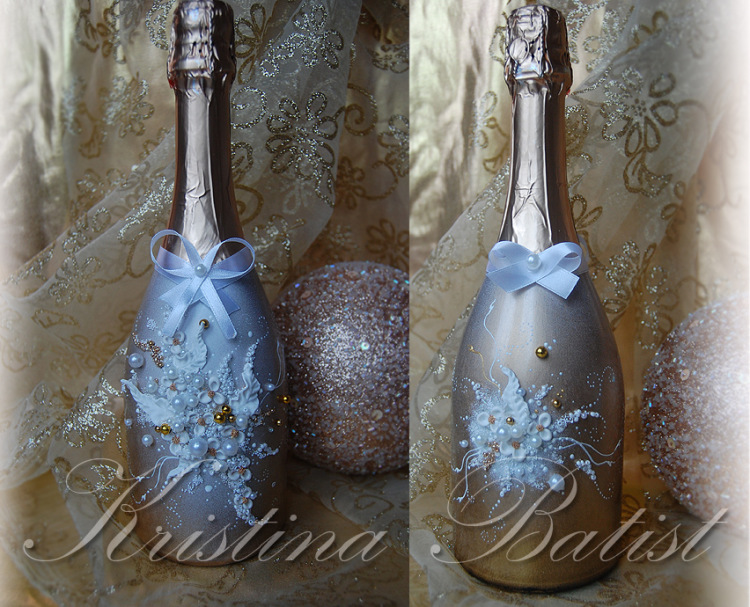 Украшение Шампанского на свадьбу - фото с сайта  gallery.ru